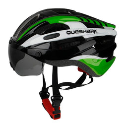 QUESHARK Windproof Bicycle Helmet Safety Riding Caps Breathable Mountain Road MTB Bike Helmets with Goggles Removable Lens - Canada Outdoors