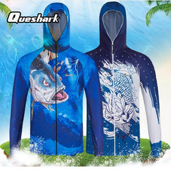 Queshark Men Outdoor Hooded Anti-UV Fishing Clothing Jersey Quick-drying Super Light Anti-mosquito Long Sleeve Camping Jackets - Canada Outdoors
