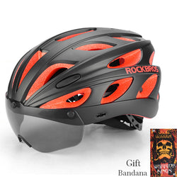 ROCKBROS Goggles Bicycle Helmets Integrally-molded Ultralight Magnetic MTB Mountain Road Cycling Bike Helmets With Sunglasses - Canada Outdoors