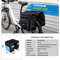 ROSWHEEL Bicycle Carrier Bag 30L Rear Rack Trunk Bike Luggage Back Seat Pannier Two Double Bags Outdoor Cycling Saddle Storage - Canada Outdoors