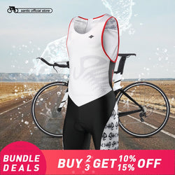 Santic Men Triathlon Sleeveless Cycling Padded Jerseys Quick Dry Skinsuit 4D Pad Bike Jerseys for Swimming Running Cycling 3013 - Canada Outdoors