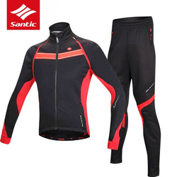 Santic Men Winter Cycling Set Fleece Thermal Windproof Warm Bike Bicycle Jersey 2017 Pro Team Cycling Clothing Set Ropa Ciclismo - Canada Outdoors