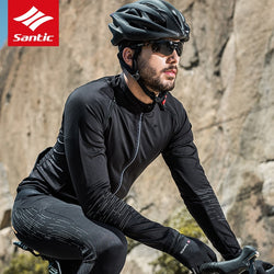 Santic Mens Cycling Jackets Keep Warm Cycling Windproof Jacket Coat Removable Sleeves Black Autumn Winter Asian S-3XL M7C01086 - Canada Outdoors