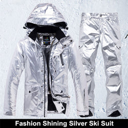 Shining Silver Mens Womens Ski Suit Winter Thermal Waterproof Windproof Snowboarding Jacket Pants Skiing Wear Female Snow Suits - Canada Outdoors