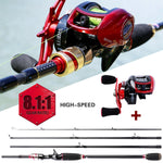 Sougayilang 4 Section M Power Carbon Fiber Baitcsting Rod and  Left/Right Hand Casting Reel Fishing Combos Set - Canada Outdoors