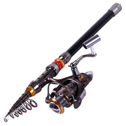 Sougayilang 99% Carbon Fiber Telescopic Fishing Rod and 12+1BB Spinning Fishing Reel Kit Travel Portable Fish Pole Wheel Combo - Canada Outdoors