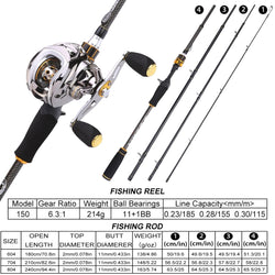 Sougayilang Baitcast Rod Reel Combo Portable 4 Section M Power Casting Fishing Pole with 11+1BB Baitcasting Fishing Reel Kit - Canada Outdoors