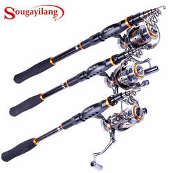 Sougayilang Fishing Rod and Reel Combos Portable Telescopic Fishing Pole with Full Metal Spinning Fishing Reel Wheel Kit Tackle - Canada Outdoors