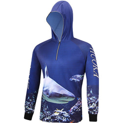 Summer Professional Men's Hooded Fishing Jersey UV Protection Blue Wicking Breathable Long Sleeve Fishing Shirt Camisas Pesca - Canada Outdoors