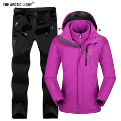 THE ARCTIC LIGHT Women Outdoor Ski Jacket Suits Hiking Camping Sports Fleece Winter Windbreaker jacket Thermal Fleece Pants Sets - Canada Outdoors