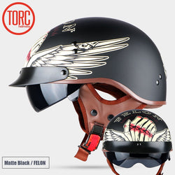 TORC T55 vintage motorcycle helmet vintage summer half helmet with inner visor jet retro capacete casque moto  DOT - Canada Outdoors