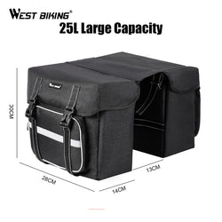 WEST BIKING 25L Bicycle Bags Cycling Rear Double Side Travel Bag Tail Seat Pannier Bicycle Luggage Carrier Bike Rack Trunk Bag - Canada Outdoors