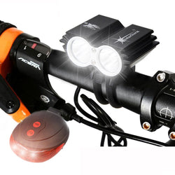 Waterproof Bike Light 2*T6 LED Bicycle Light 4 Modes MTB Road Front Cycling Headlight+ Safety Warning Red Laser Rear Lamp - Canada Outdoors