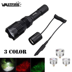 Waterproof Tactical Green/Red/ White LED Rifle Hunting Light +Pressure Switch+25 MM Scope Mount+18650 Battery+USB Charger - Canada Outdoors