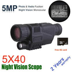 Wildgameplus 5X40 Digital Night Vision Monocular with 8G TF card Night Vision Hunting Scope Night Vision Optics Hunter Scope - Canada Outdoors