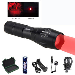Zoomable Hunting Light Tactical Green/Red Flashlight 5000 Lumens Torch+Scope Mount+Remote Switch+18650 Battery+USB Charger+Box - Canada Outdoors