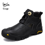 cunge Mens Brand hiking shoes Super Warm Winter Leather shoes Waterproof Snow boots Leisure Retro Shoes for men Cowhide handmade - Canada Outdoors